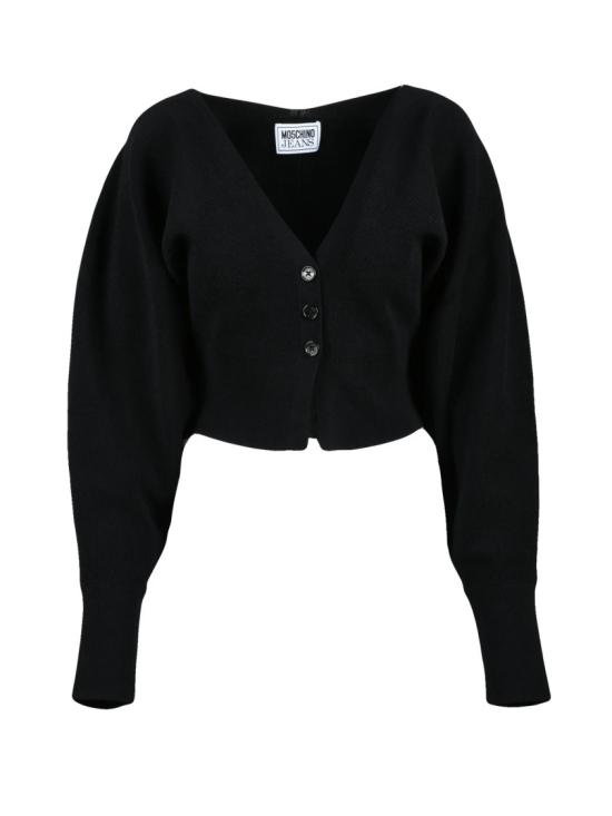 25SS 모스키노 니트웨어 블랙 비스코스 폴리에스터 소재의 반팔 가디건