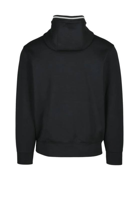  엠포리오 아르마니 탑 블랙 후드 네오프렌 효과 스웨트셔츠 - EMPORIO ARMANI