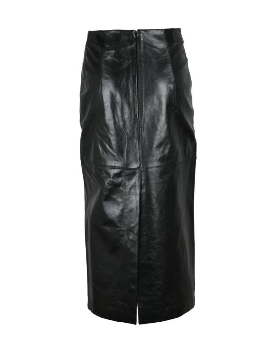  스포트막스 롱 스커트 블랙 가죽 여성용 - SPORTMAX