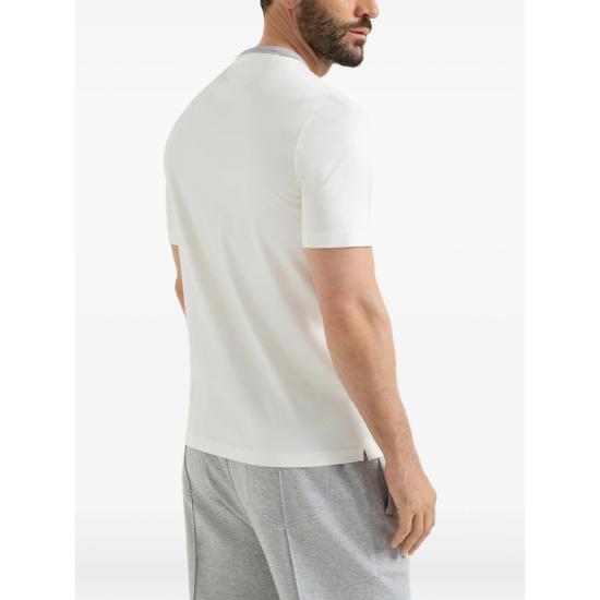 26SS 브루넬로 쿠치넬리 로고 티셔츠 M0B131001G CFR27 WHITE GREY - BRUNELLO CUCINELLI