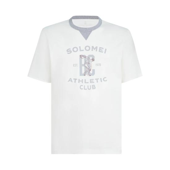 26SS 브루넬로 쿠치넬리 로고 티셔츠 M0B131001G CFR27 WHITE GREY