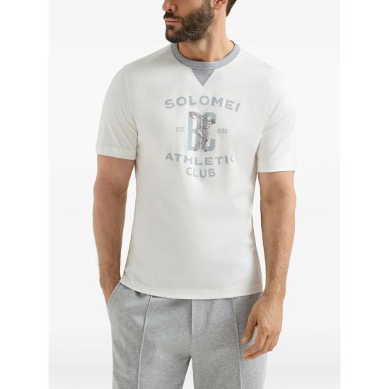26SS 브루넬로 쿠치넬리 로고 티셔츠 M0B131001G CFR27 WHITE GREY - BRUNELLO CUCINELLI