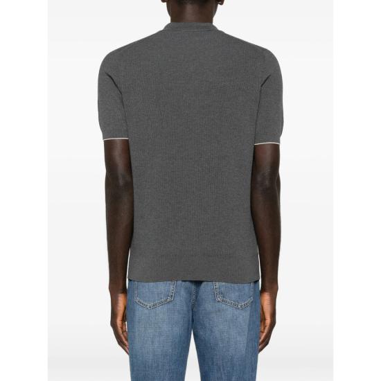 26SS 브루넬로 쿠치넬리 잉글리시 립 코튼 니트 폴로셔츠 M29400015 CB869 GREY - BRUNELLO CUCINELLI