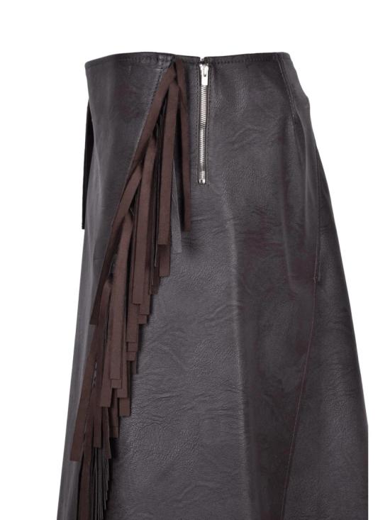  스텔라 맥카트니 미디 스커트 갈색 폴리에스터 비스코스 소재 여성용 인조 가죽 - STELLA MCCARTNEY