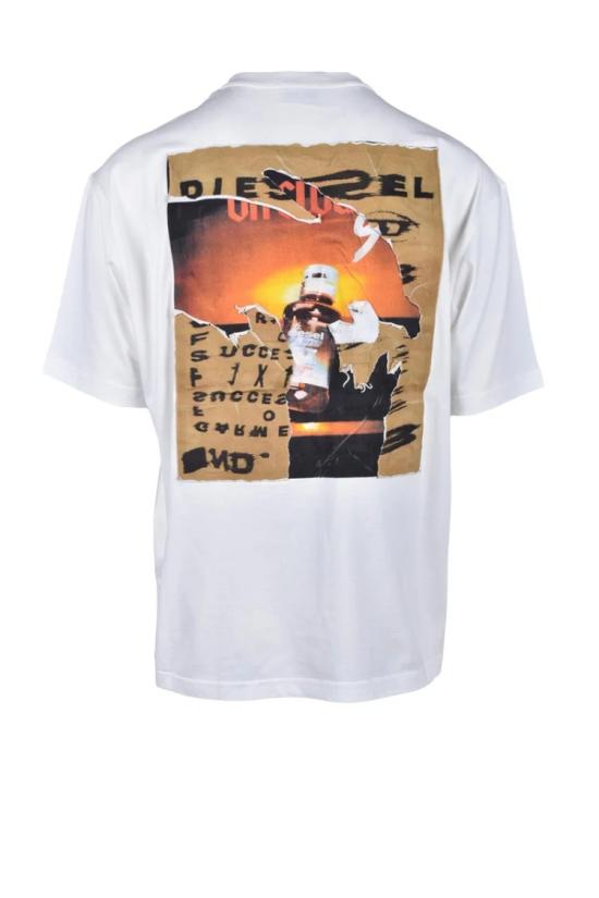  디젤 반팔 티셔츠 흰색 면 티셔츠 - DIESEL