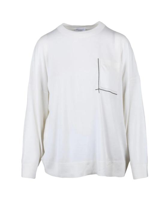 25SS 브루넬로 쿠치넬리 니트웨어 화이트 버진 울 캐시미어 여성 스웨터