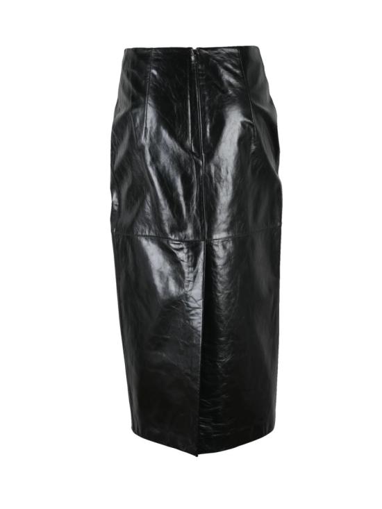 25SS 스포트막스 롱 스커트 블랙 바이로 가죽 여성 - SPORTMAX