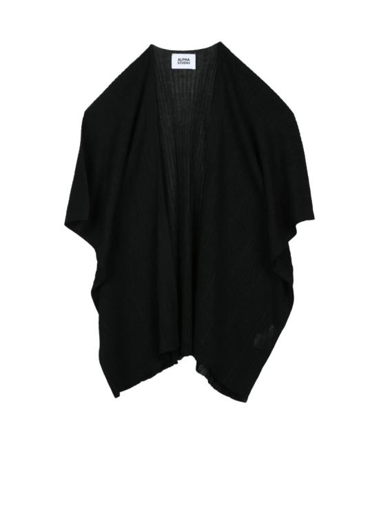 25SS 알파스튜디오 니트웨어 블랙 비스코스 폴리에스터 오픈 가디건
