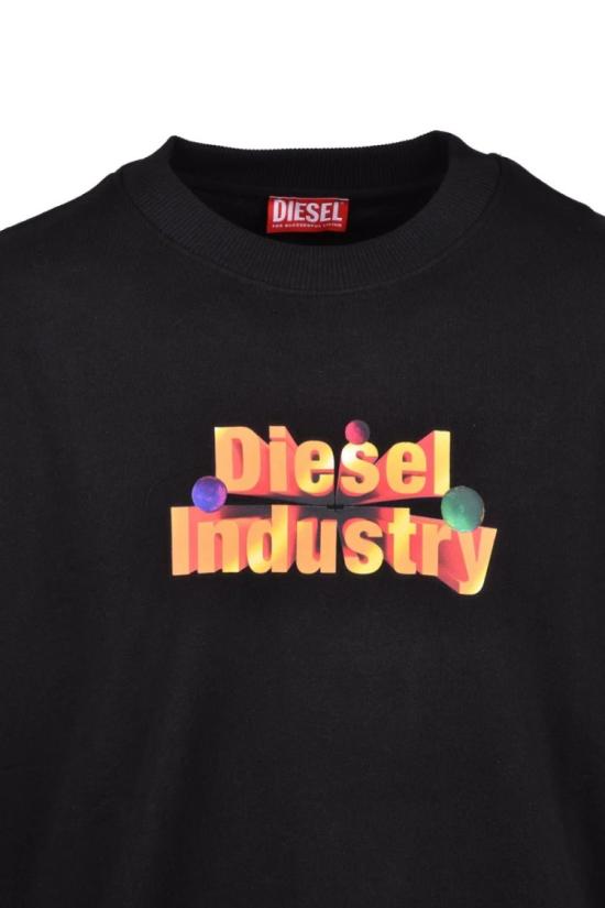  디젤 탑 검정색 면 남성용 크루넥 스웨트셔츠 - DIESEL