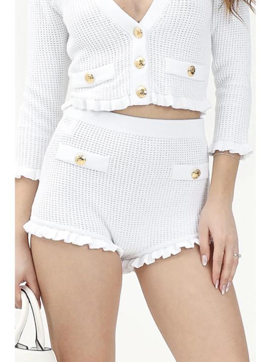 25SS 엘리자베타프랜치 숏팬츠 흰색 비스코스 폴리에스터 여성용 반바지 - ELISABETTA FRANCHI