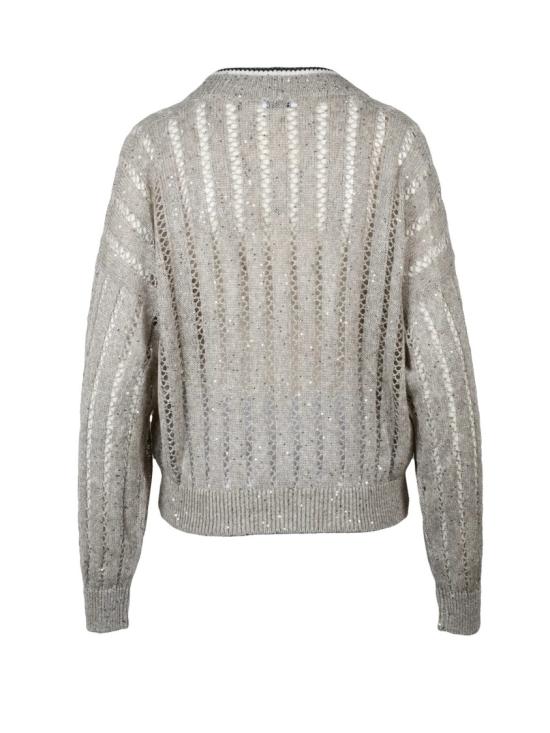 25SS 브루넬로 쿠치넬리 니트웨어 베이지 린넨 나일론 여성 가디건 - BRUNELLO CUCINELLI