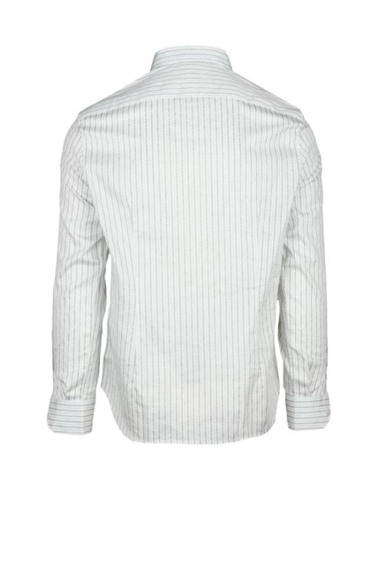 엠포리오 아르마니 긴팔 셔츠 화이트/그레이 레귤러핏 면/엘라스테인 남성 - EMPORIO ARMANI
