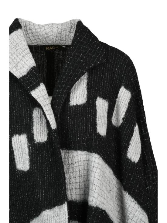  Raga 니트웨어 블랙/그레이 울 소재 여성용 오버사이즈 가디건 - OTHER BRANDS