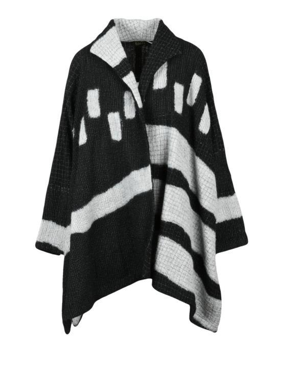  Raga 니트웨어 블랙/그레이 울 소재 여성용 오버사이즈 가디건