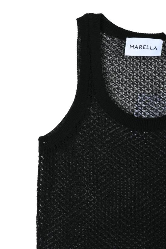  마렐라 민소매 티셔츠 블랙 비스코스 폴리아미드 - MARELLA