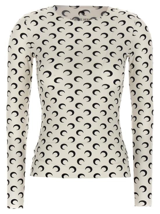 26SS 마린세르 크레센트 문 프린트 긴팔 티셔츠 WTS006ACJER0001WH00 White