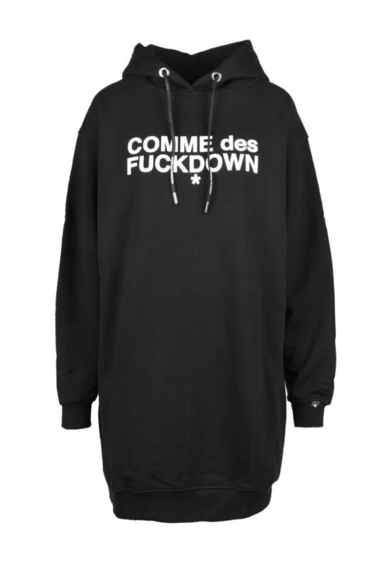 Comme Des Fuckdown 후드 티셔츠 블랙 코튼 스웨트셔츠