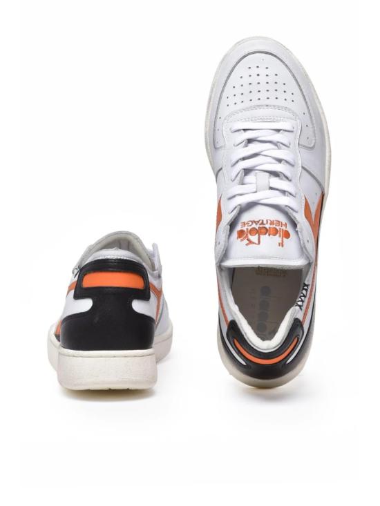  디아도라 헤리티지 스니커즈 회색 오렌지색 가죽 바스켓 로우 - DIADORA HERITAGE