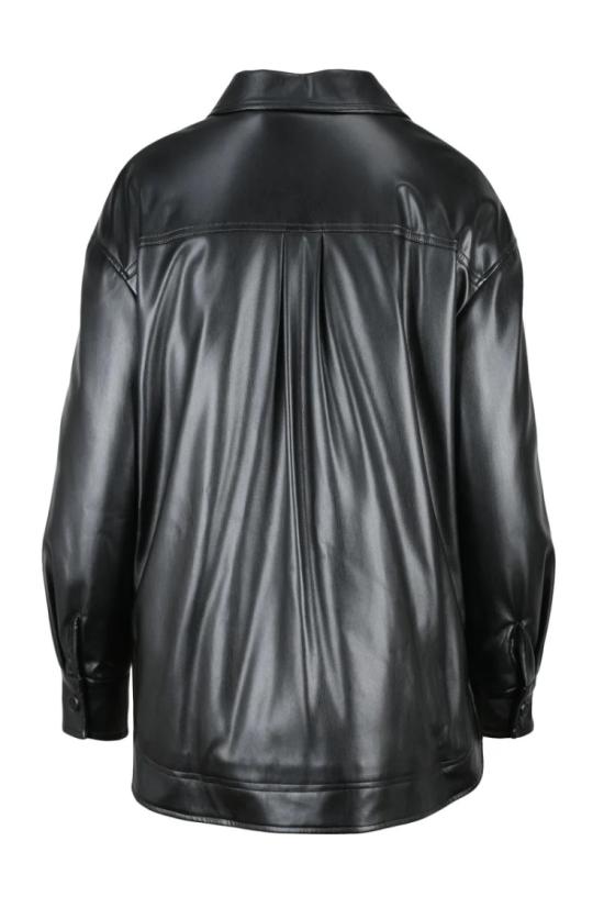  게스 코트 검정색 폴리우레탄 소재의 여성용 인조 가죽 - GUESS