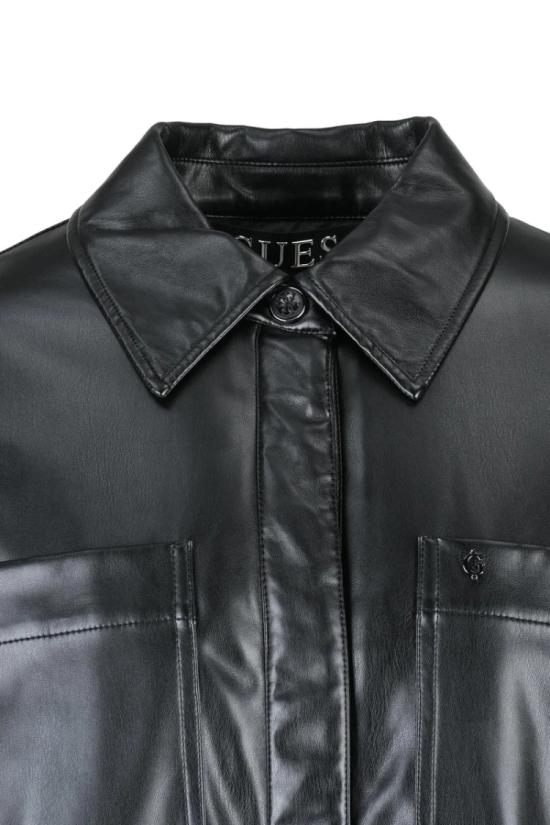  게스 코트 검정색 폴리우레탄 소재의 여성용 인조 가죽 - GUESS