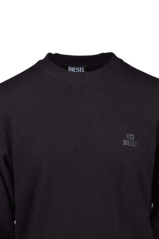  디젤 탑 검정색 면 남성용 크루넥 스웨트셔츠 - DIESEL