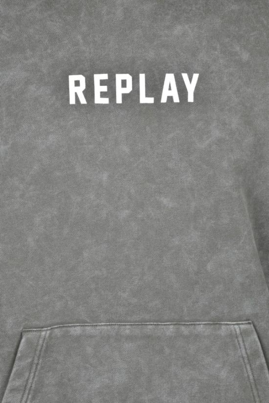 25SS 리플레이 탑 밀리터리 그린 남성용 면 후드티 - REPLAY