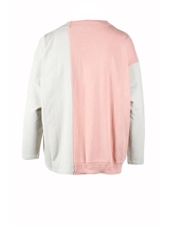  플랜테이션 니트웨어 핑크/그레이 패치워크 니트