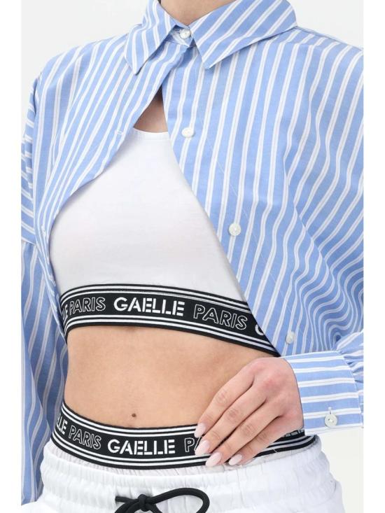 Gaëlle 셔츠 연한 파란색과 흰색 면 폴리에스터 셔츠 - GAELLE