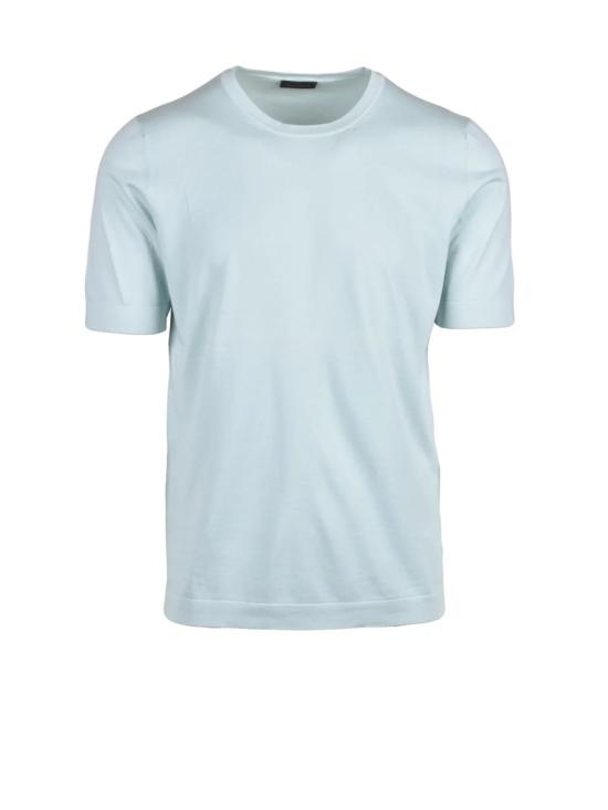 25SS Ambrosio 반팔 티셔츠 아쿠아 그린 색상의 면 니트 상의