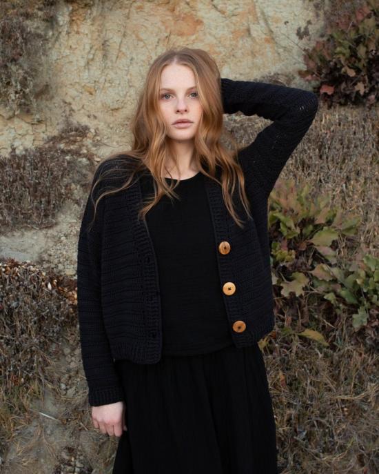  어니스트 코튼 가디건 노라 크로셰  크림/블랙/화이트 - HONEST COTTON