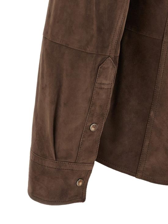 26SS 브루넬로 쿠치넬리 스웨이드 오버셔츠 MPCFN2039C8552 Brown - BRUNELLO CUCINELLI