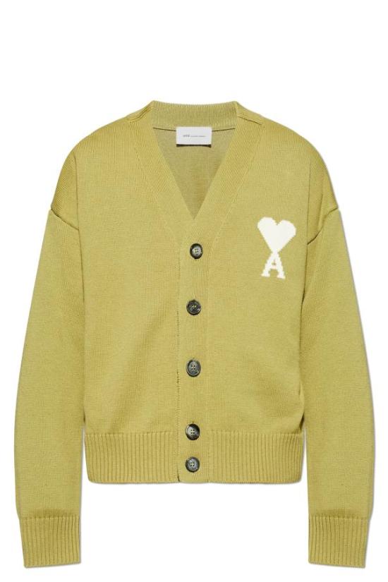 26SS 아미 울 드 하트 가디건 UKC380 KN0156 A118 MATCHA ECRU DOM