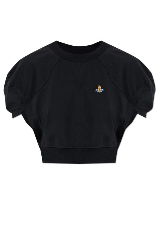 26SS 비비안웨스트우드 ORB 로고 자수 크롭 티셔츠 1G010017 J001M N401 BLACK DOM
