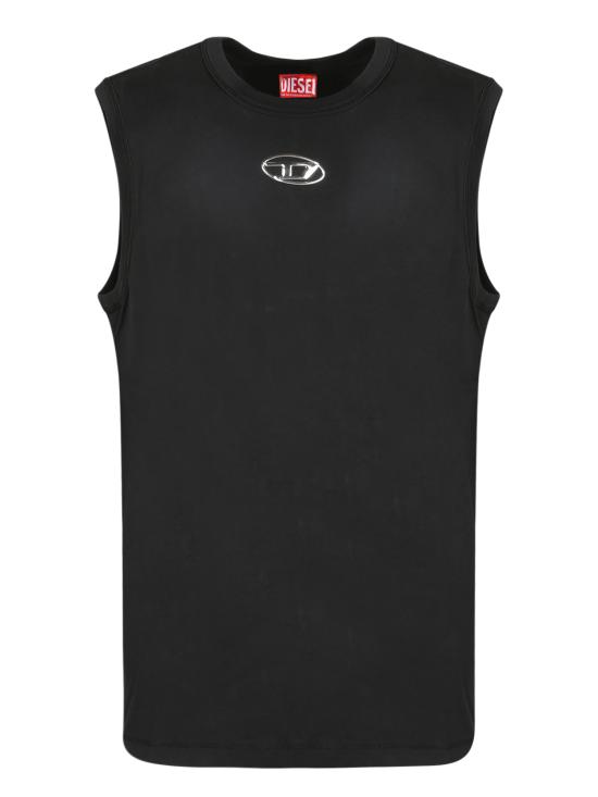 26SS 디젤 심리스 메탈릭 Oval D 코튼 탑 A21743 0JMBB 900 Black