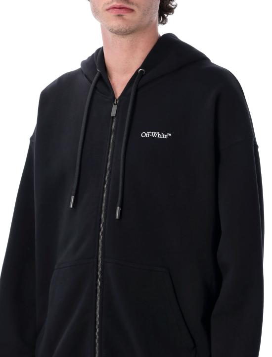 26SS 오프화이트 후드 티셔츠 OMBE015S26FLE003 0001 BLACK - OFF WHITE
