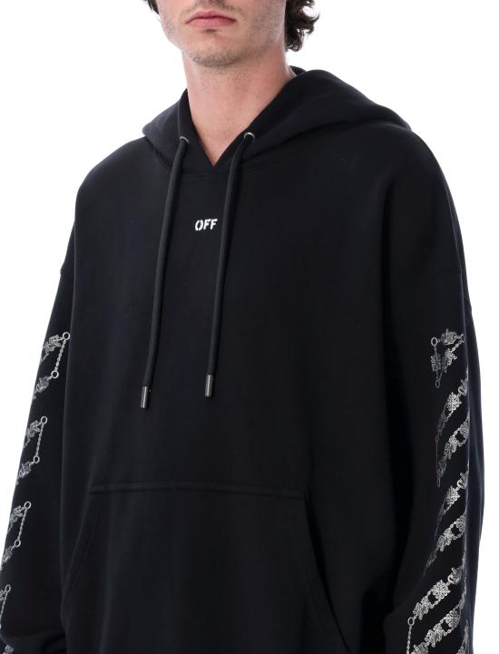 26SS 오프화이트 후드 티셔츠 OMBB085S26FLE005 0001 BLACK - OFF WHITE