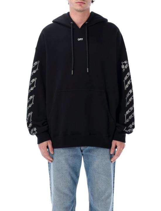 26SS 오프화이트 후드 티셔츠 OMBB085S26FLE005 0001 BLACK