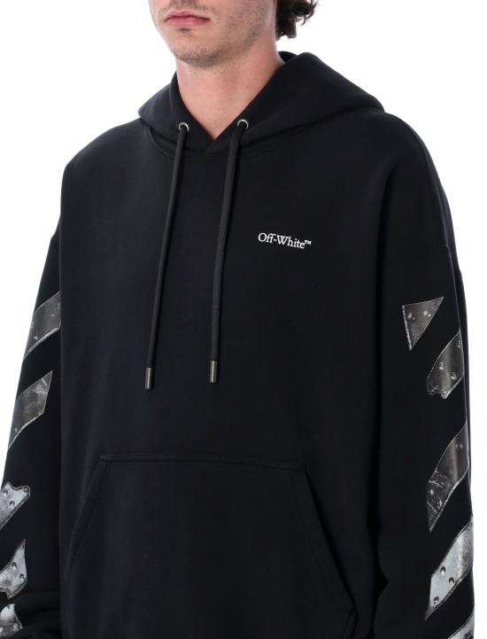 26SS 오프화이트 후드 티셔츠 OMBB085S26FLE001 0001 BLACK - OFF WHITE