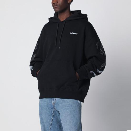 26SS 오프화이트 후드 티셔츠 OMBB085S26FLE001 0001 BLACK