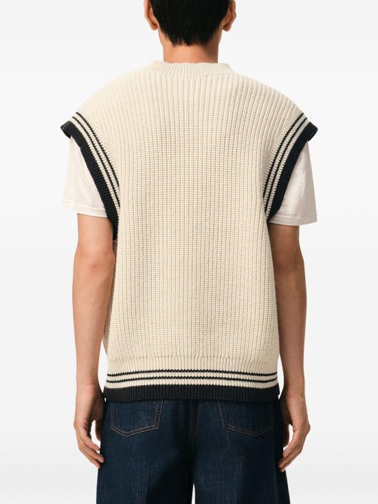 26SS 아미 립드 울 슬리브리스 하트 스웨터 UKS865KN0161 136 WHITE CREAM - AMI