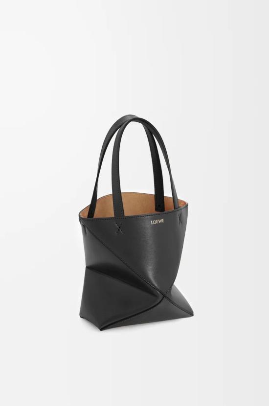 26SS 로에베 샤이니 카프스킨 미니 퍼즐 폴드 토트백 A657V25X01 1100 BLACK - LOEWE