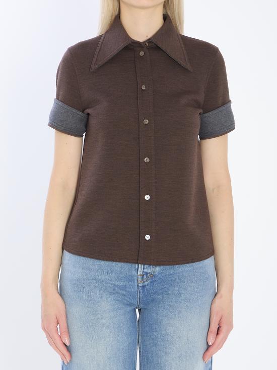 25FW 구찌 울 코튼 저지 셔츠 836442 Z7AXV2063 BROWN