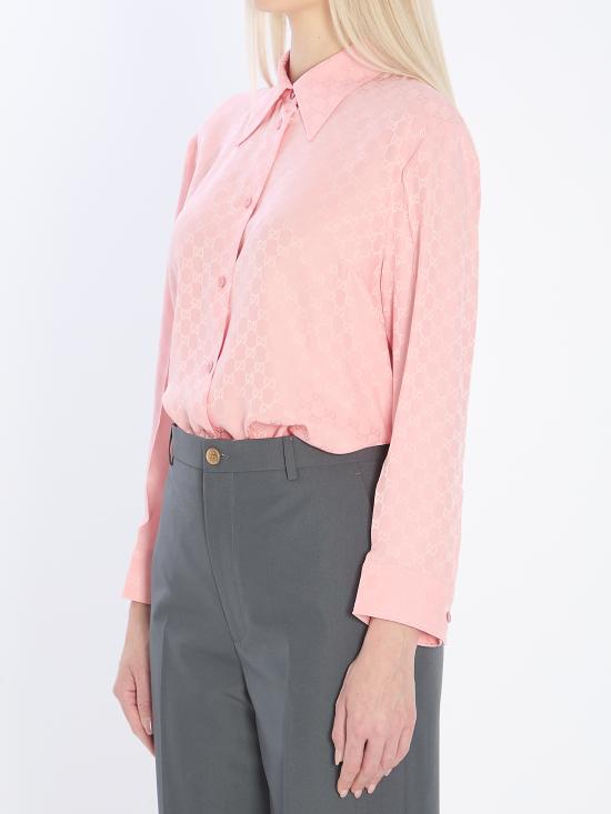 25FW 구찌 GG 자카드 실크 셔츠 849973 Z7AZH5136 PINK - GUCCI
