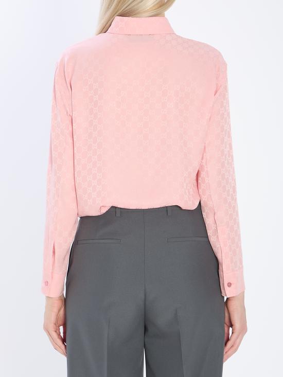 25FW 구찌 GG 자카드 실크 셔츠 849973 Z7AZH5136 PINK - GUCCI
