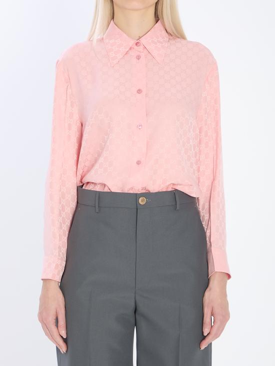 25FW 구찌 GG 자카드 실크 셔츠 849973 Z7AZH5136 PINK