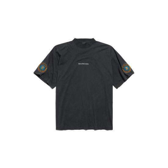 25FW 발렌시아가 유니폼 머치 오버사이즈 티셔츠 831305 TSVH41041 BLACK