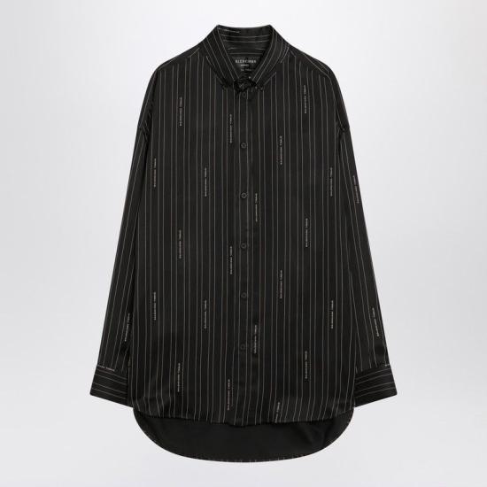 25FW 발렌시아가 핀스트라이프 로고 셔츠 841012 TSLA61264 BLACK