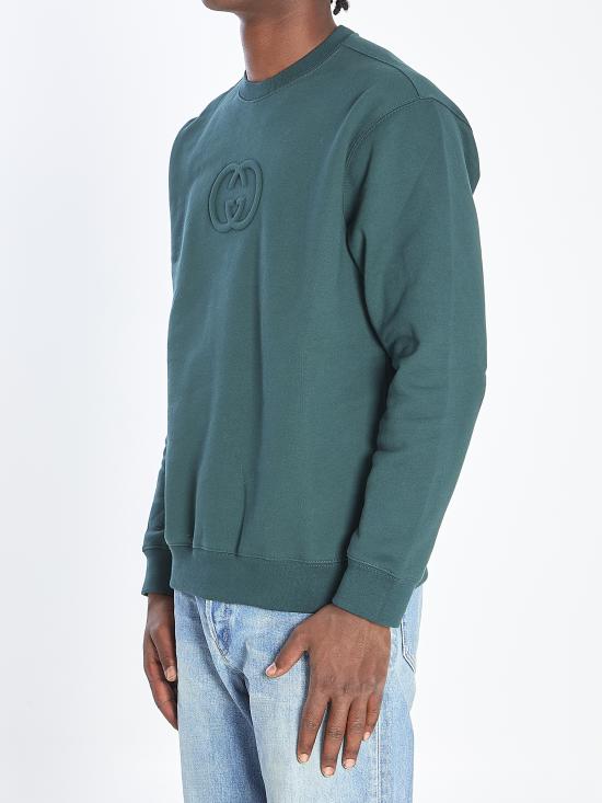 25FW 구찌 브러시드 코튼 저지 스웨트셔츠 848737 XJHKI3348 GREEN - GUCCI