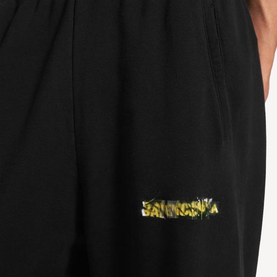 26SS 발렌시아가 로고 프린트 스웨트 팬츠 740028TUVI9 1000 BLACK - BALENCIAGA