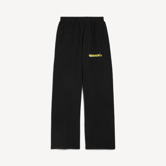 26SS 발렌시아가 로고 프린트 스웨트 팬츠 740028TUVI9 1000 BLACK